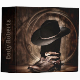 rustic vintage farm cowboy boots western country 3 ring binder