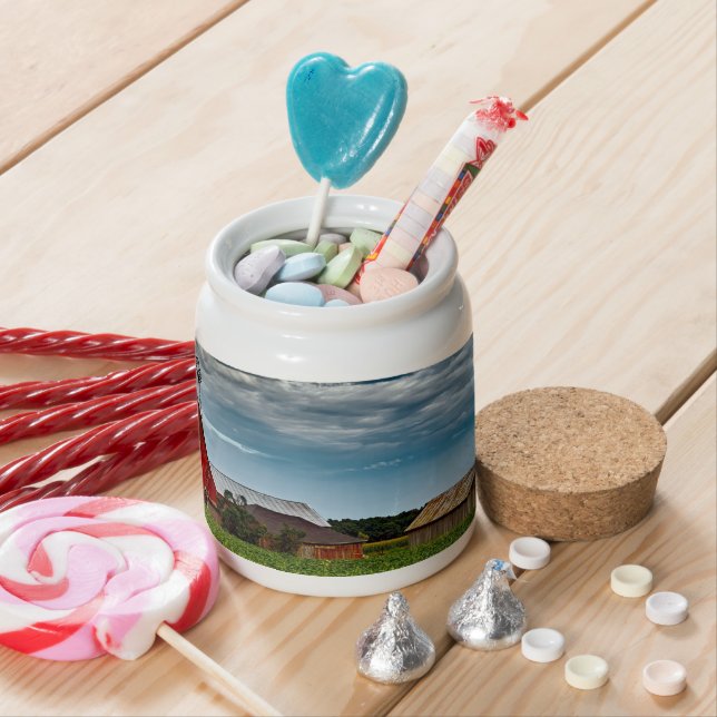 Rustic Vintage Farm Growing Soybeans Candy Jar (In Situ)
