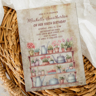 Rustic Vintage Farmhouse Kitchen 100th Birthday Invitation