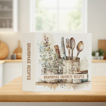 Rustic Vintage Farmhouse Kitchen Cutlery Grandma's 3 Ring Binder by ALittleSticky at Zazzle