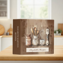 Rustic Vintage Farmhouse Kitchen Cutlery Recipes 3 Ring Binder