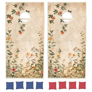 Rustic Vintage Floral Botanical Cornhole Set