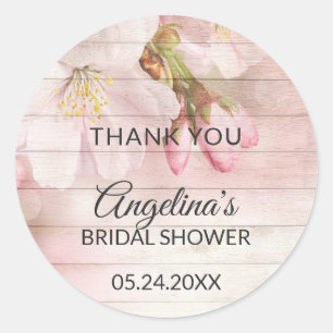 Rustic Vintage Floral Bridal Shower Thank You Classic Round Sticker