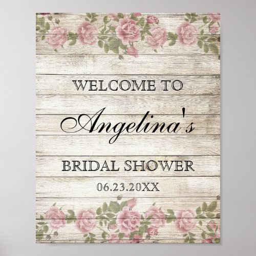 Rustic Vintage Floral Bridal Shower WELCOME SIGN