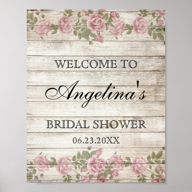 Rustic Vintage Floral Bridal Shower WELCOME SIGN (Front)