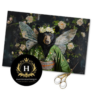 Rustic Vintage Floral Crown Queen Bear Decoupage Tissue Paper
