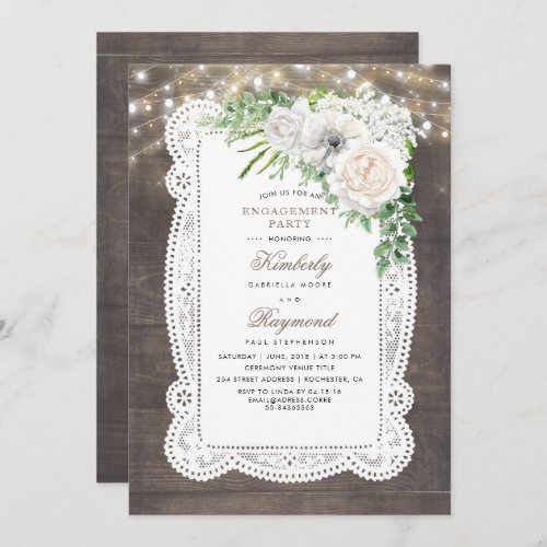 Rustic Vintage Floral Engagement Party Invitation