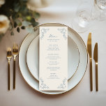 Rustic Vintage Floral Frame Wedding Menu<br><div class="desc">Elegant rustic floral line art wedding menu card with a dusty blue colored vintage botanical frame design.</div>
