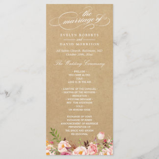 Rustic Vintage Floral Kraft | Wedding Program