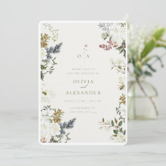 Rustic Vintage Floral Line Art Arch Wedding Invita Invitation