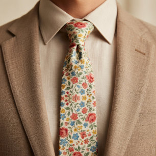 Rustic Vintage Floral Neck Tie