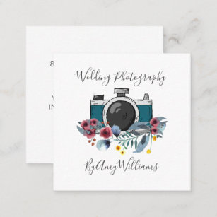 Rustic Vintage Floral Wedding Photography Square B Square Business Card