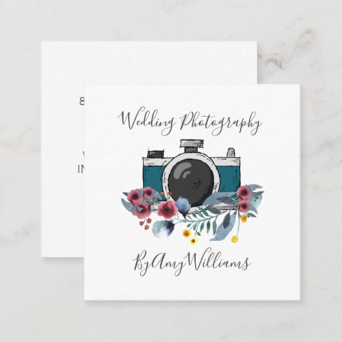 Rustic Vintage Floral Wedding Photography Square B Square Business Card