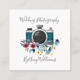 Rustic Vintage Floral Wedding Photography Square Business Card