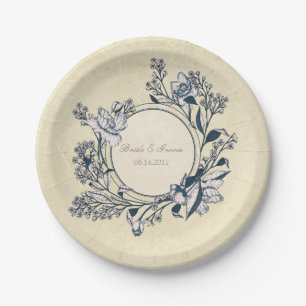 Rustic Vintage Flower Floral Wedding Paper Plates