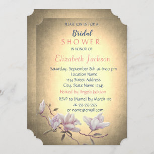 Rustic Vintage Flower,Magnolia Bridal Shower Invitation