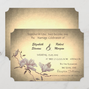 Rustic Vintage Flower,Magnolia  Wedding Invitation
