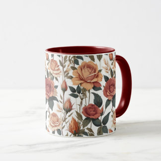 Rustic Vintage Flower Red Rose Nature Print Mug