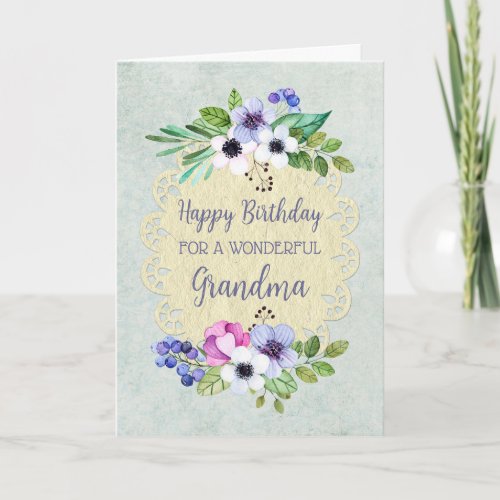 Rustic Vintage Flowers Grandma Birthday Card
