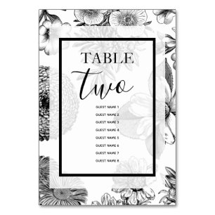 Rustic Vintage Flowers Wedding Guest Names Table Number