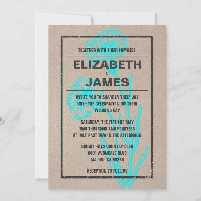 Rustic Vintage Flowers Wedding Invitations (Front)