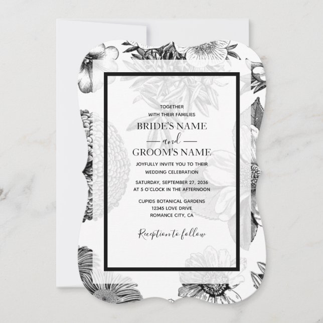Rustic Vintage Flowers Wedding Invitations (Front)