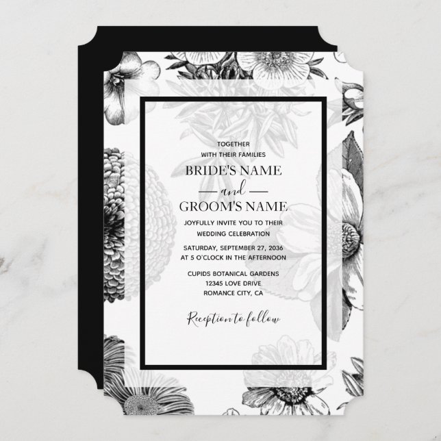 Rustic Vintage Flowers Wedding Invitations (Front/Back)