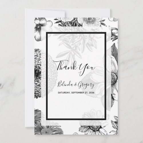Rustic Vintage Flowers Wedding Thank You Card