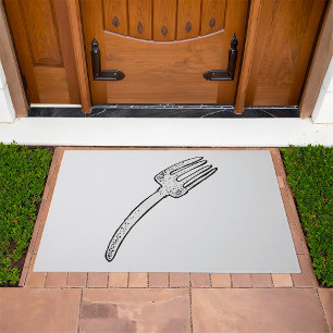 Rustic Vintage Fork Retro Cutlery Doormat