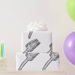 Rustic Vintage Fork Retro Cutlery Wrapping Paper