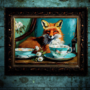 Rustic Vintage Fox Victorian Teacup Decoupage Tissue Paper