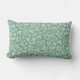 Rustic Vintage French Sage Green Floral Pattern Lumbar Pillow