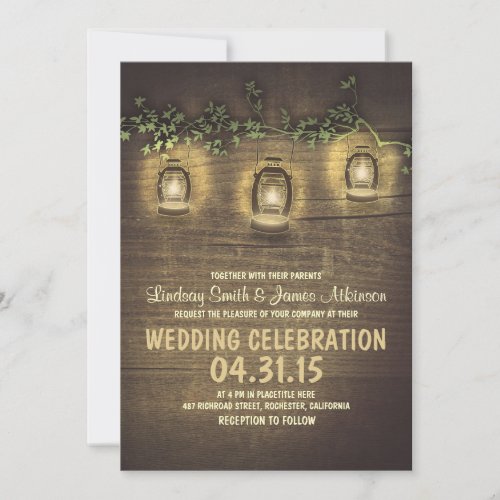rustic vintage garden lights wood wedding invites - Wooden wedding invitation with rustic garden lights - lanterns hanging on the tree branch. Romantic vintage wedding invitation for fall, spring, summer or winter wedding. Wedding suite and wedding stationary to make the best impression for your wedding guests. 


 
  


 
  


 
