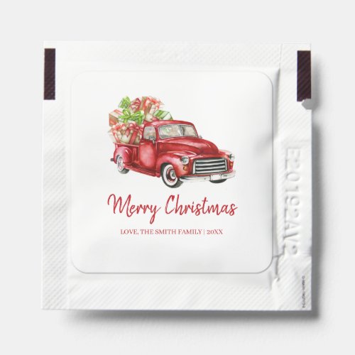 Rustic Vintage Gift Box Red Truck Merry Christmas Hand Sanitizer Packet