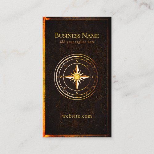 Rustic Vintage Gold Compass Nautical Boating Business Card
