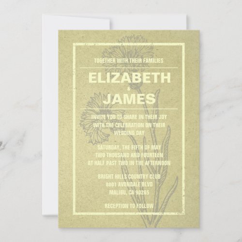 Rustic Vintage Gold Wedding Invitations