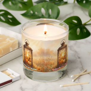 Rustic Vintage Golden Harvest Lantern Autumn Art Scented Candle