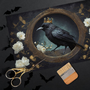 Rustic Vintage Gothic Crow Decoupage Tissue Paper