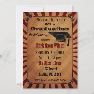Rustic Vintage Graduation Party Invitations