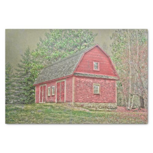 Rustic Vintage Green Country Texture Red Barn Tissue Paper