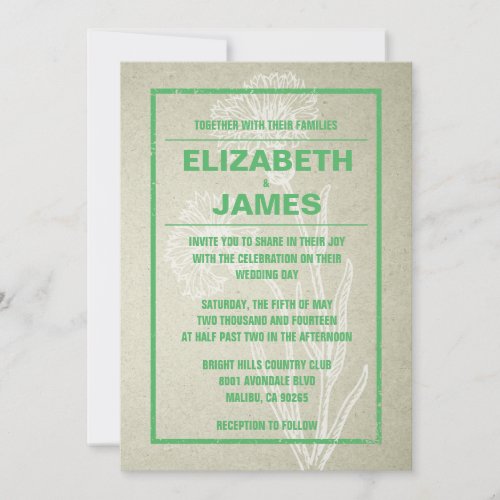 Rustic Vintage Green Wedding Invitations
