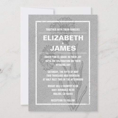 Rustic Vintage Grey Wedding Invitations
