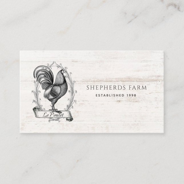 Rustic Vintage Hen Barn Wood Farm Business Card (Front)