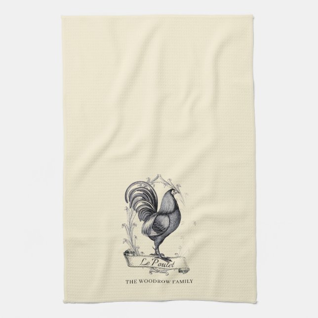 Rustic Vintage Hen Family Name Farm  Kitchen Towel (Vertical)