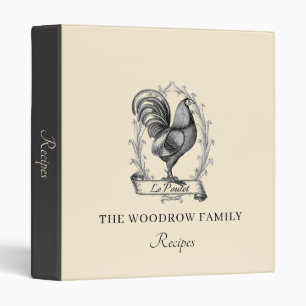 Rustic Vintage Hen Family Name Recipe 3 Ring Binder