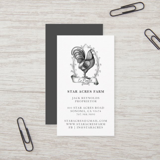 Rustic Vintage Hen Farm Business Card (Front/Back In Situ)