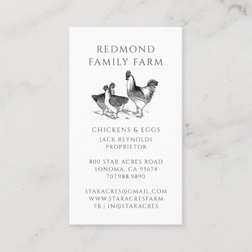 Rustic Vintage Hens Farm  Business Card