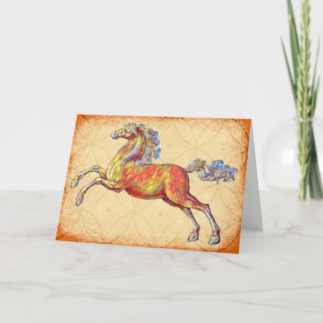Rustic Vintage Horse Art Note Card (Front)