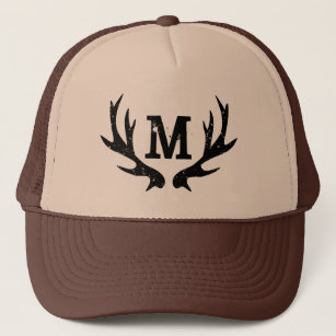Rustic vintage hunting deer antlers trucker hat