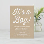 RUSTIC VINTAGE | IT'S A BOY BABY SHOWER INVITATION (Standing Front)